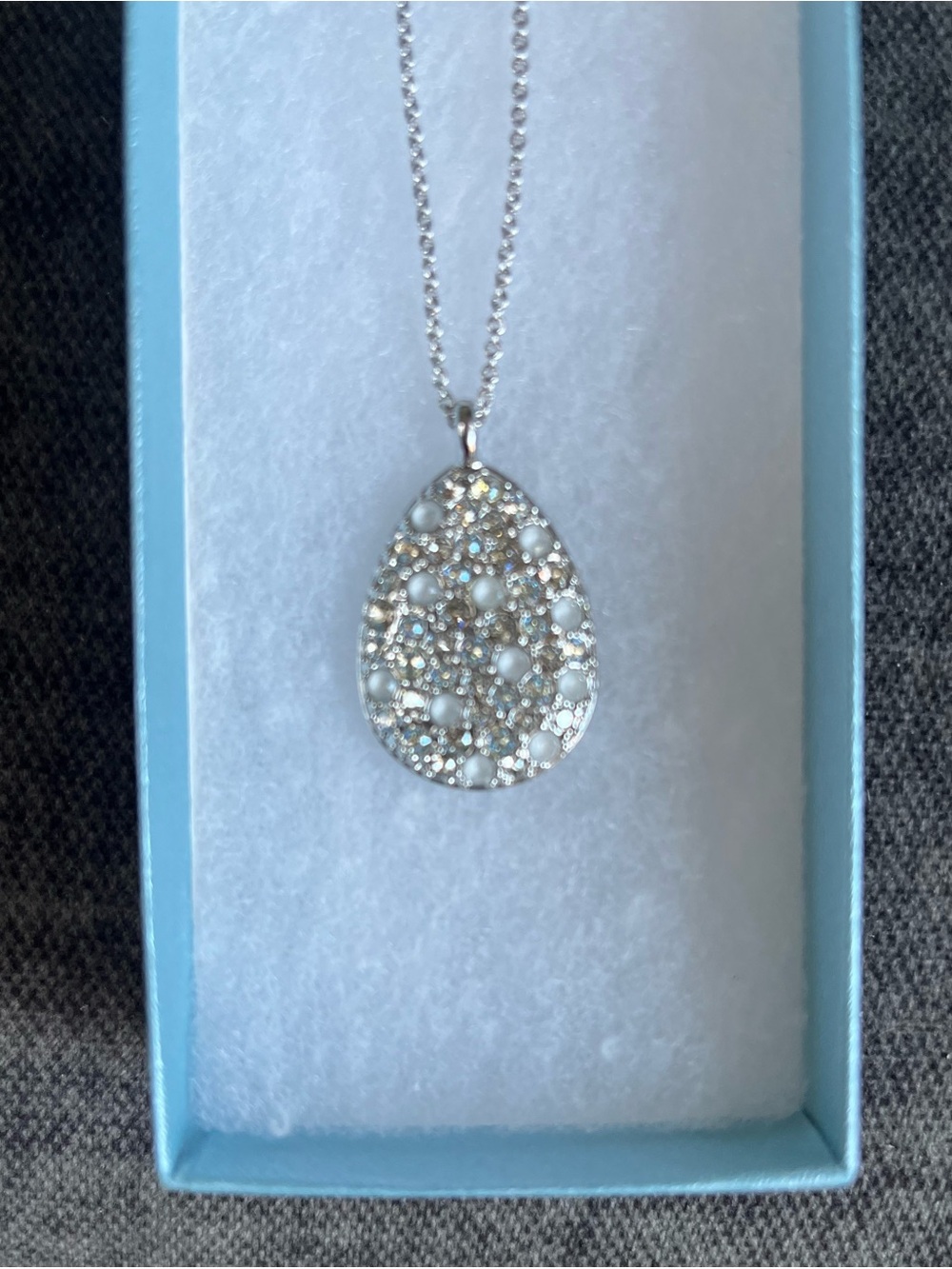 🥂💙Touchstone Crystal by Swarovski Silver Teardrop Crystal Pendant! Gorg!